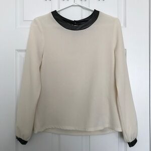 Y2K Jules and Leopold Sheer Long Sleeve Blouse S Cream Off White Black